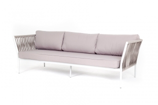 MR1001108 диван 3-местный плетеный из роупа, каркас алюминий светло-серый (RAL7035) шагрень