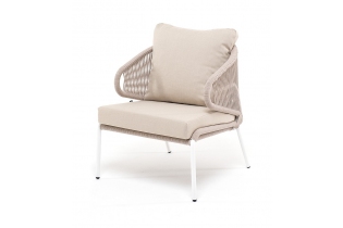 «Милан» кресло плетеное из роупа, каркас алюминий светло-серый (RAL7035) шагрень, роуп салатовый круглый, ткань светло-серая